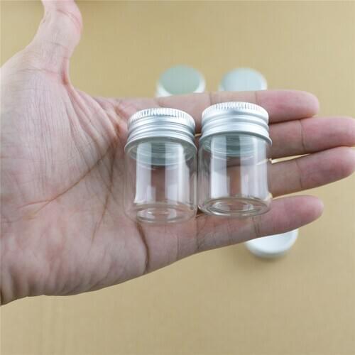 24PCS/lot 30*40mm 15ml Cute Small Glass Bottles Aluminum Caps Glass Tiny Jars Vials Transparent Glass Containers Perfume Bottles