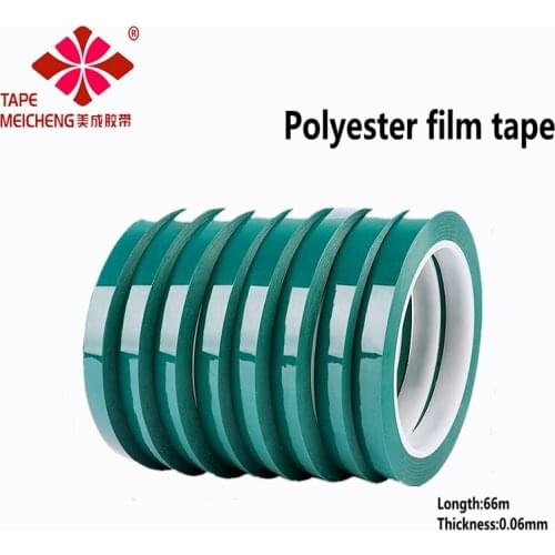 29mm-52mm Wide 66 m Long Strong Adhesive Polyester Film Tape Green Fire Retardant High Temperature Insulation for Transformers