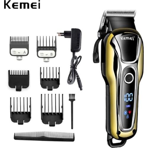 100-240V kemei rechargeable hair trimmer professional hair clipper hair cutting beard electric razor hair shaving machine