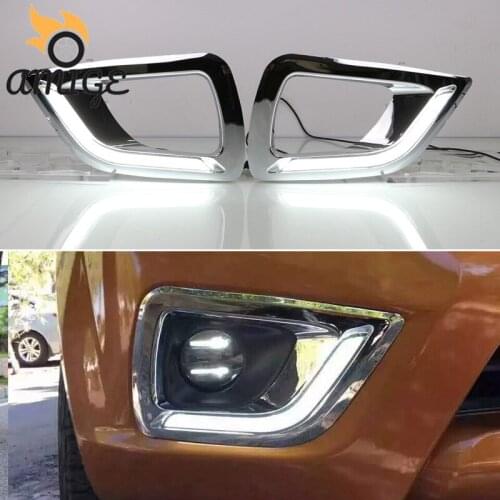 Amige 12V LED DRL Daytime Running Light For Nissan NP300 Navara 2015 2016 2017 2018 Headlight Bumper Lamps Daylights