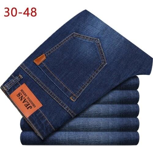 Big Size 44 46 48 Jeans Men New Stretch Cotton Breathable Male Spring Autumn Denim Long Pant Lightweight Jeans Work Leisure Pant