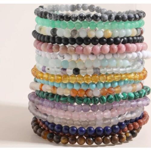4MM Mini Natural Stone Energy Beaded Elastic Rope Bracelet Men Women Simple Friendship Charm Fashion Semi-Precious Jewelry