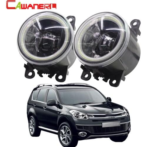Cawanerl For Citroen C-Crosser Car Styling LED Front Fog Light Assembly Angel Eye Daytime Running Light DRL 12V High Bright