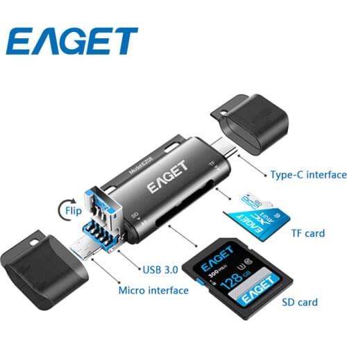 EAGET EZ08 Card Reader USB 3.0 Type C to SD Micro SD TF Adapter for laptop Accessories OTG Cardreader Smart Memory SD