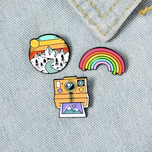 Outdoors Enamel Pins Custom Pride Rainbow Camera Camping Trip Camper Life Brooch Lapel Pin Shirt Bag Badge Jewelry Gift Friends