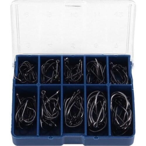 Hot Sale Fishhook Fly Fishing Jip Barbed Carp Hooks Sea Tackle Accessories 100pcs Fishing Hooks Set Carbon Steel Single Circle