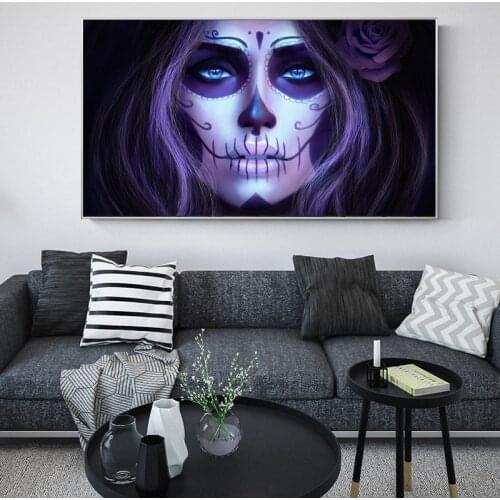 Mexico Day of The Dead Canvas Painting Girls Poster and Prints Abstract Cuadros Wall Art Picture for Living Room Home Decoration