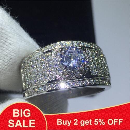 Solitaire ring 925 Sterling silver Luxury 1ct Sona cz Engagement Wedding Band Rings for women men Party Finger Jewelry