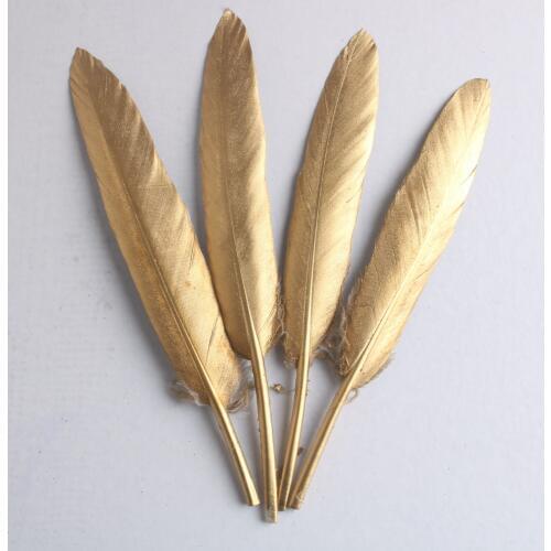 Beautiful 20pcs/lot Natural Gold Goose Feathers For Crafts 10-15cm / 4-6in Feather Jewelry DIY Decoration Accessories Plume