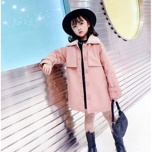 Girls Jacket Childrens Clothing Girl Plus velvet Trench Coat Kids Jacket Hooded Girl Coats Winter Trench Wind Dust Outerwear