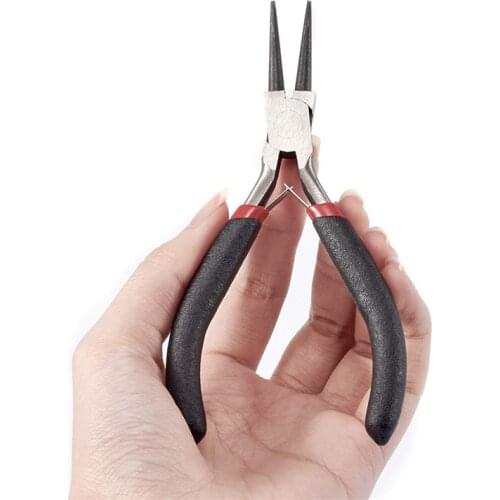 Pandahall Jewelry Pliers Tools making supplies , Round Nose Pliers, Wire Cutter, Polishing, Black, Gunmetal 128x65x10mm F70