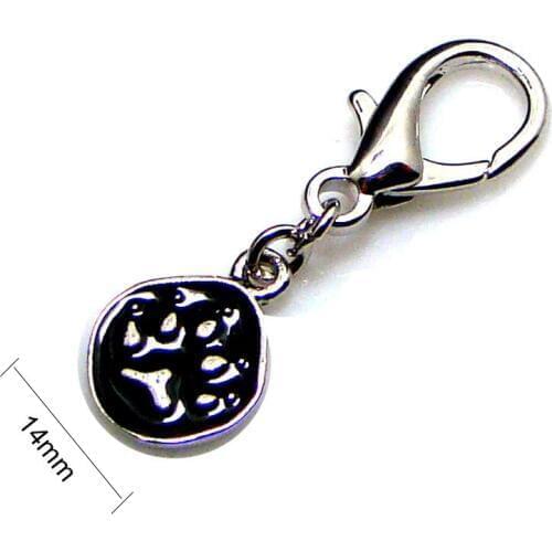 NEW metal enamel 15mm paw print charm pet collar dog ornament jewelry accessories with lobster claw closure 6pcs x