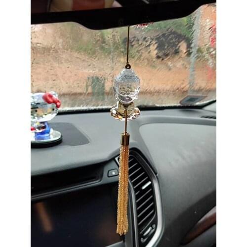 2020 New Style Crystal Religious Lucky Maitreya Buddha Statue Hanging Decorative Carved Car Ornaments Wishes Blessing Gift