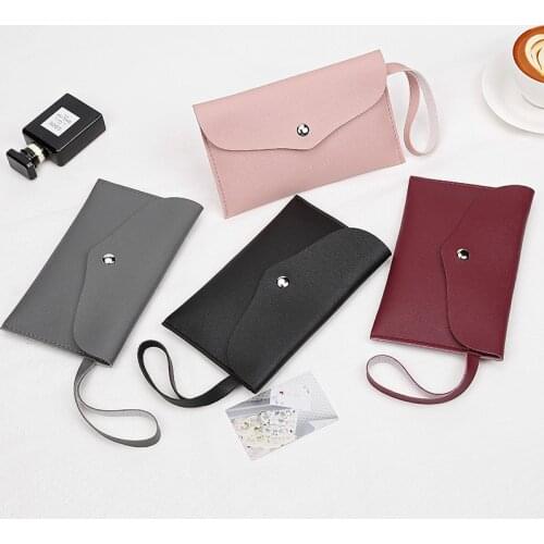 1pcs Pure Color Womens Bag Napa Pattern Female Clutch Coin Purse Mobile Phone Small Square PU Leather Bag Supply Wholesale 2021