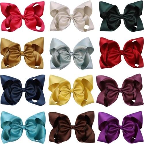 12Colors 6Inch Solid Glitter Hair Bows With Hair Clip For Girl Gift Hair Pin New Handmade Bowknot Headwear Kids Hair Accessories