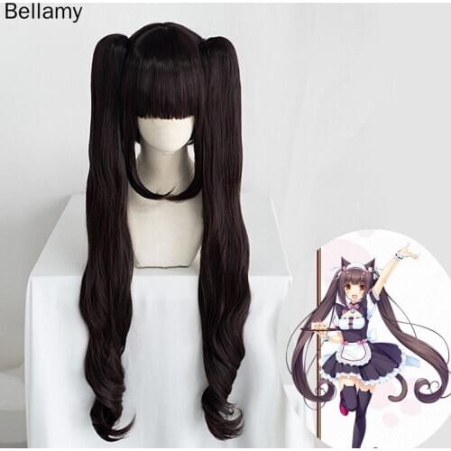 Nekopara Chocola Cosplay Wig 80cm long twin-tail hair Matte Synthetic Heat Resistant Fiber