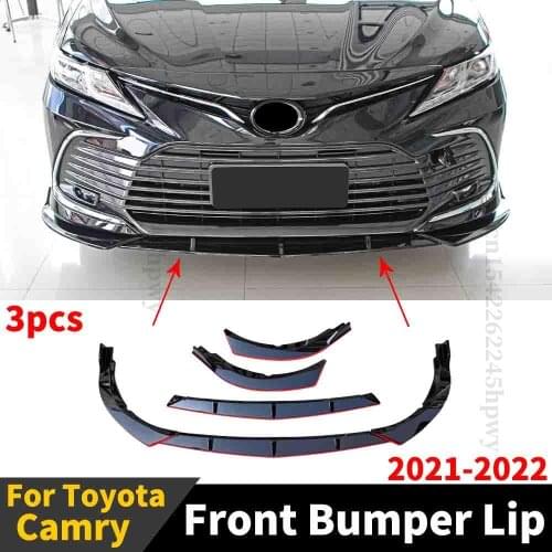 Front Bumper Lip Chin Carbon Fiber Look Tuning Protector Guard Decoration Trim Styling Splitter For Toyota Camry 2021 2022