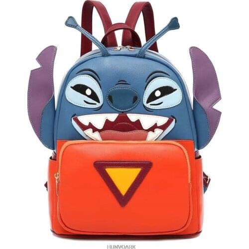 Stitch PU Backpack Women Disney Backpack Travel Female High Quality Bookbag School Bags for Teenage Girls Mochila Feminina