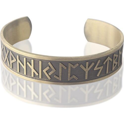 Norse Viking 24 Amulet Runes Bracelet Magnetic Therapy Cuff Bangle Bracelets for Men Women Jewelry
