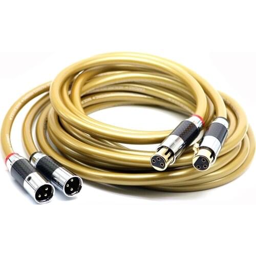 1 pair HIFI OFC Pure Copper Plated Gold Female Male XLR to XLR Silver RCA To RCA Audio Cable Line Wire Cord