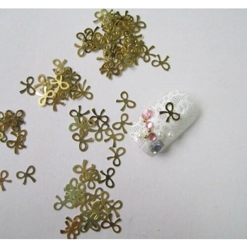 1000pcs/lot Gold Bow Bow-knot Thin Metal Studs Rivets Nail Art Decorations Supplies Nails Kawaii Accesorios Jewelry Charms MS40