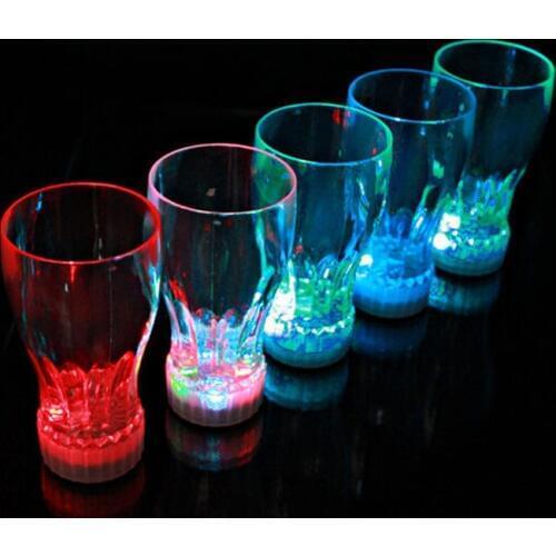 20PCS New attractive Bar Party Decoration led glowing party glasses,plastic flashing cola drink party lights cup with battery