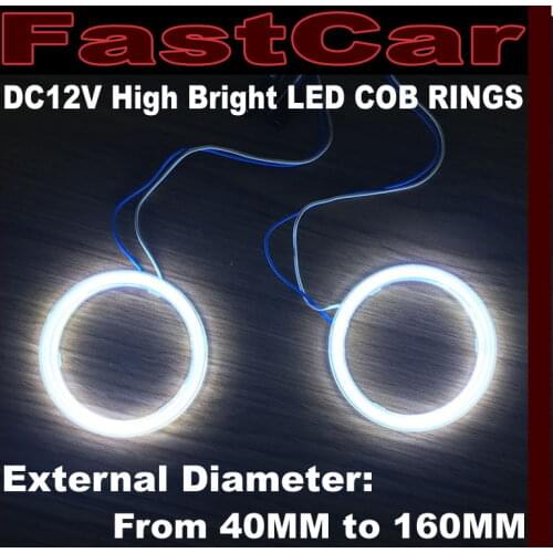 2x HIGH quality 12V 70mm 80mm 90mm 60mm 120MM 110mm LED Angel Eyes COB Halo Ring Lights Halo with 2 Lampshades free shipping