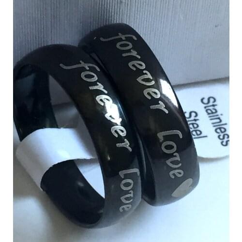 30pcs Black FOREVER LOVE Couples Rings Stainless Steel Wedding Engagement Rings Anniversary Gift Birthday Gift