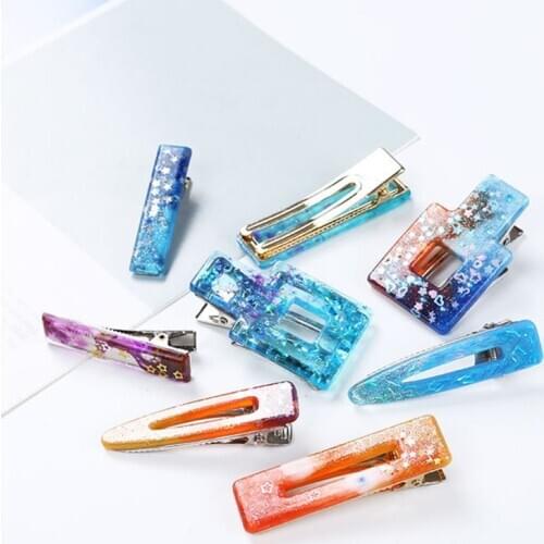 4 Shapes Handmade Hair Clips Jewelry Resin Casting Mold Geometric Hair Clip Barrettes Silicone Mold Jewelry Making Tools