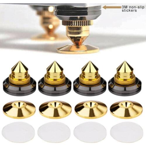 4pcs Speaker Spike Set Isolation Stand Feet Base Pad Loudspeaker Shock Absorber Aluminum Player Foot Balance Nut Floor Protector