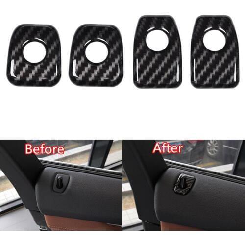 4Pcs Carbon Fiber Style Car Interior Door Lock Pin Cover Trim Styling Decal Mouldings for BMW X5 2014-2018 X6 2015-2018