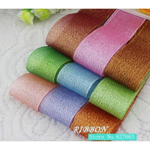 40mm Colorful Metallic Glitter Ribbon For Wedding Party Gift Christmas Ribbon 50yards/lot