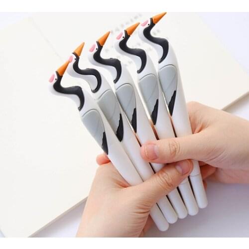 48PCS Cute Girl Pink Bird Silicone Gel Pens Signature Needle Pen 0.5mm Student Black Ball Pen Kawaii School Supplies Stationery