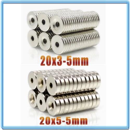 5~300Pcs Neodymium Magnet 20x5 20x3 Hole 5 N35 NdFeB Round Super Powerful Strong Permanent Magnetic imanes Disc 20*3 20*5 Hole5