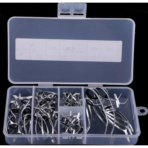 50Pcs Stainless Steel Fishing Rod Guides Rod Repair Kit DIY Tips Rings Replacement Tackles for Fisherman