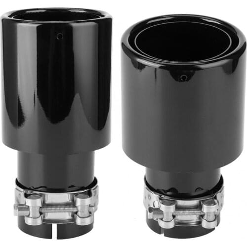 Universal 63mm Inlet 89mm/101mm Outlet Car Tail Throat Stainless Steel Double-Layer Curled Exhaust Muffler Pipe End Tip Black