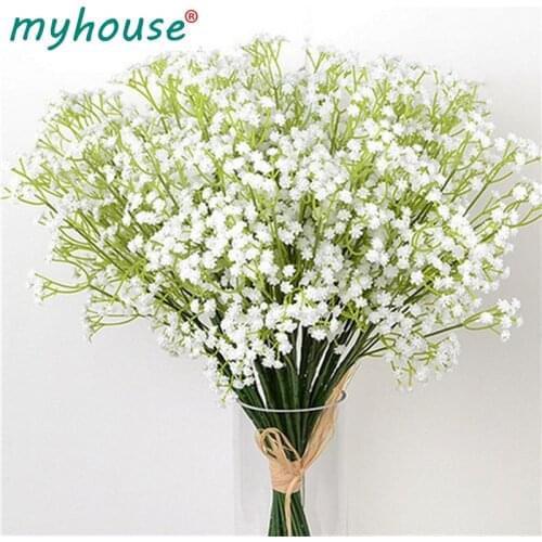 66Heads 40cm Artificial Flowers Plastic Gypsophila Fake Flower DIY Floral Bouquets Arrangement For Wedding Home Decoration