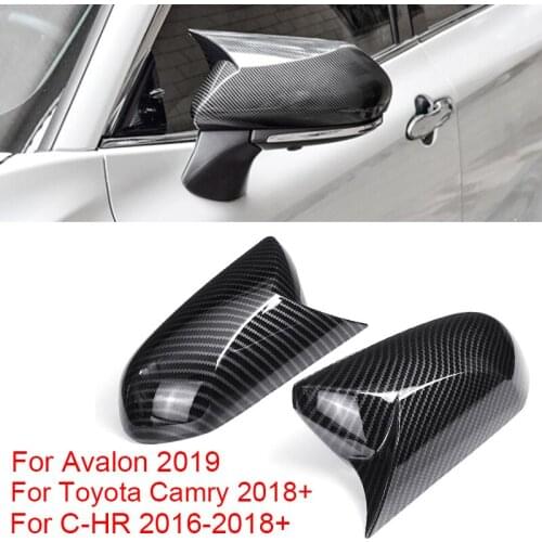ABS Side Door Rearview Mirror Cover Trims Car styling Accessories For Toyota Camry 2018+ Avalon 2019 C-HR 2016-2018 Carbon Fiber