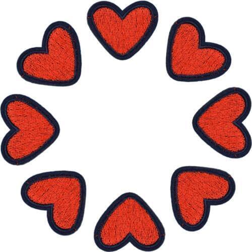 10PCS Red Heart Patches DIY Clothing Embroidered Applique Patch Iron on Dress Backpack Pants Shirt Sewing Accessories for Girls