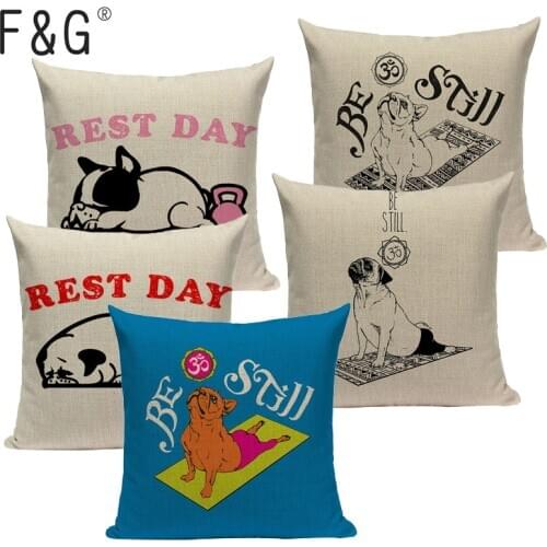 Pug Dog Yoga Meditation Cushion Cute Cover Sleep Dog Throw Pillow Cover Animal Cushion Cover Sofa Decoratove Pillow Case Custom