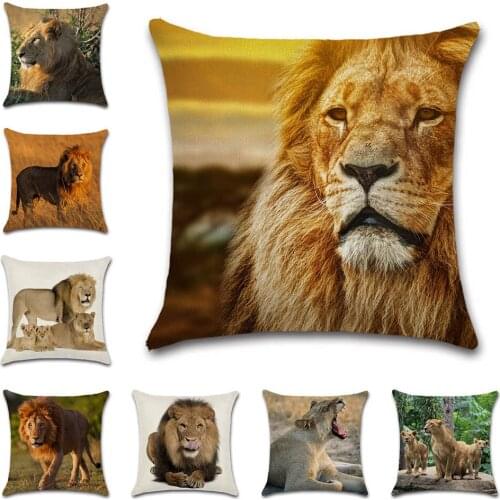 King of the Prairie Lion Pattern Animal Cushion Cover decorative Home sofa chair car seat friend bedroom kids gift pillowcase