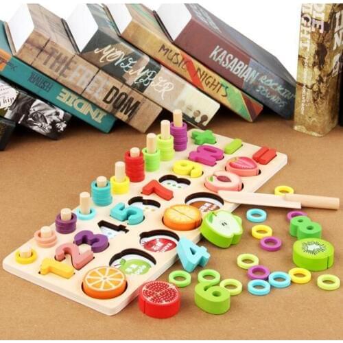 Preschool Wooden Montessori Toys cut fruit toy Digital color perception Cognition Match Baby Early Education Math Toys For Child