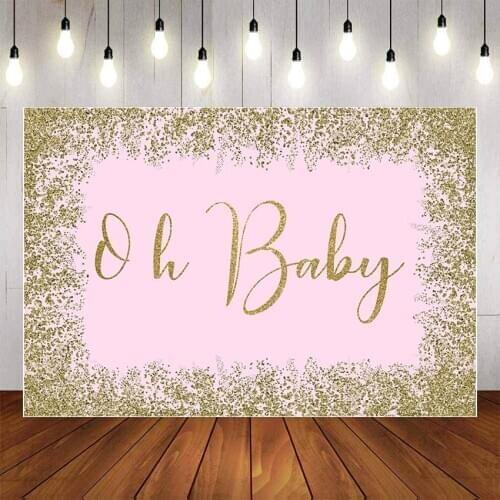 Mehofond Photography Background Baby Shower Oh Baby Blue Pink With Glitter Shiny Golden Dots Birthday Party Decorate Photo Studi