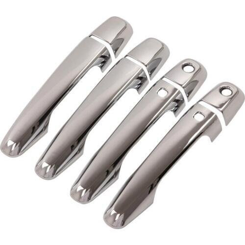 FUNDUOO For Mitsubishi L200 Triton Pickup 2006- 2014 With Smart Entry Buttons Chrome car door handle cover Trim