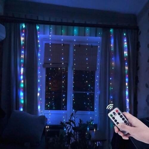 3M LED Curtain Garland Fairy String Lights Remote Control USB Lamp For Christmas Home Bedroom Birthday Party Wedding Decorations