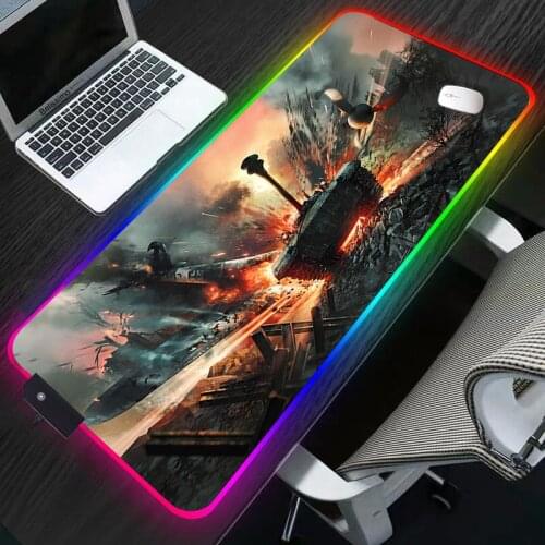 RGB Hot War Thunder Anime Gaming MousePad Large Locking Edge Speed Game Gamer LED Mouse Pad Soft Laptop Notebook Mat for CSGO