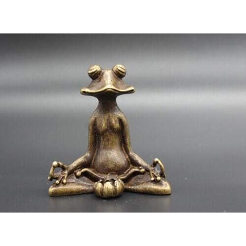China Old Antique Pure Copper Sitting Meditation Small Frog Ornaments