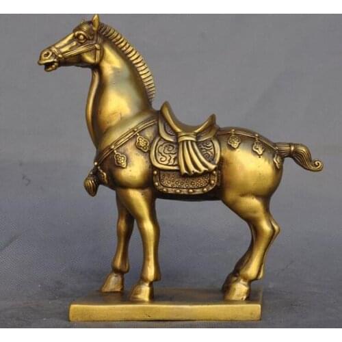 Chinese Fengshui Brass Success Running Tang Horse Horses Animal Statue Sculpture