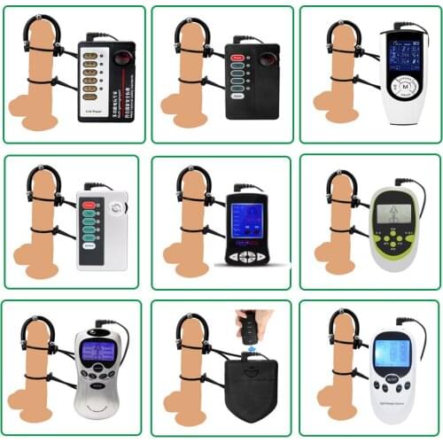 SM Electric Shock Penis Enlargement Massage Steel Ball Rings Electro Penis Cock Rings Enlargers &Pump Kits Adult Sex Toys ForMen