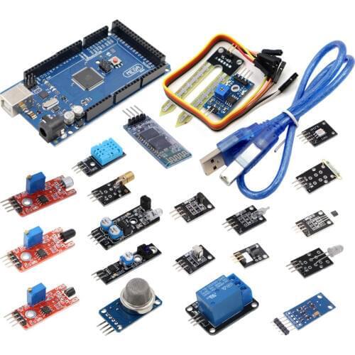 20 in 1 Modules Sensor Kit with MEGA2560 R3 Broad + USB Driver Board Module Free Shipping
